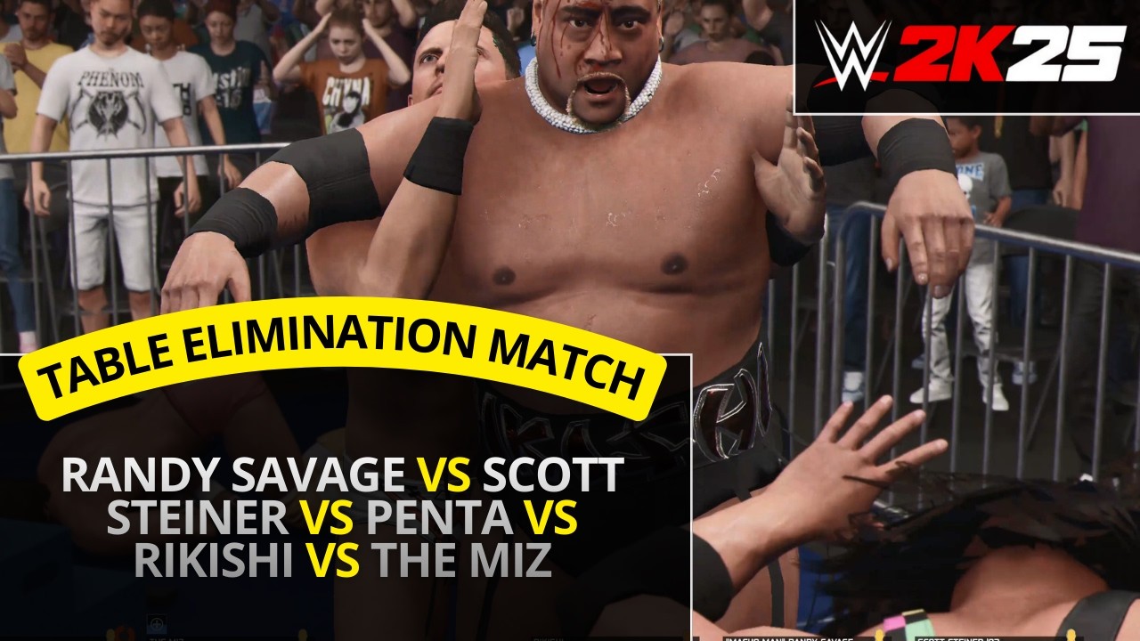WWE 2K25 – Randy Savage vs Scott Steiner vs Penta (5 Way Tables Elimination Match)