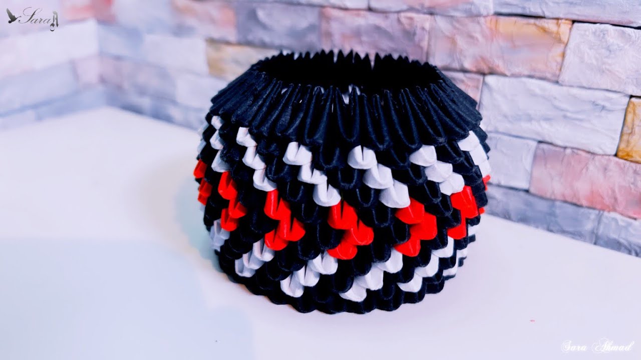 How to make 3d Origami Pen holder 81