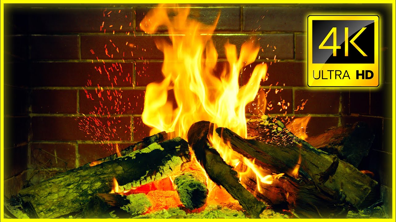 🔥 Warm Winter Night with Cozy Christmas Fireplace Burning 4K Video