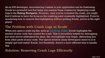How to Clear the Crash Log in Xcode