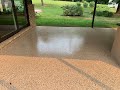 Outdoor Patio With Full Flake Epoxy Coating And Polyaspartic Top Coat.