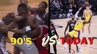 NBA 90's PHYSICALITY vs today's SOFTNESS - #nba | NBA fights