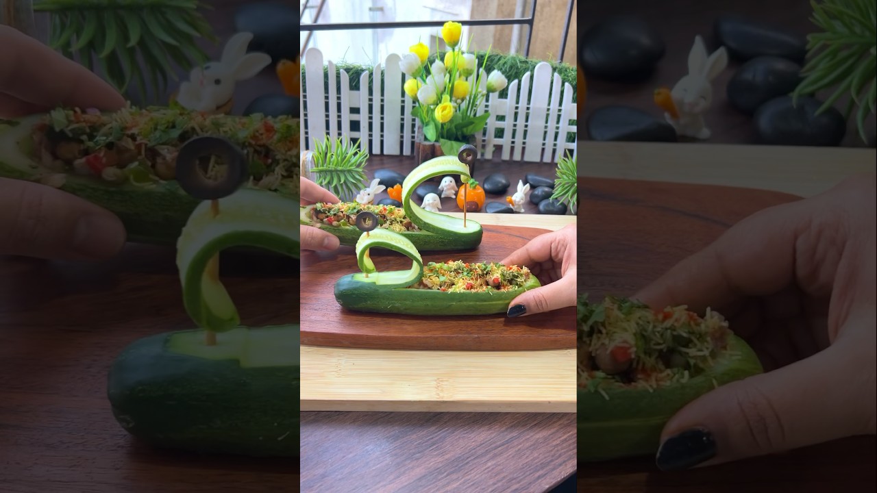 #shorts Swan Cucumber Salad Boats #easyrecipes #ashortaday