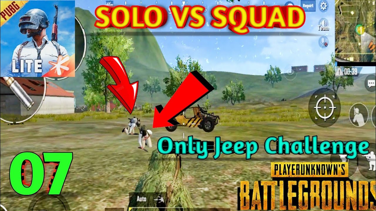 PUBG MOBILE LITE || SOLO VS SQUAD MATCH WITH JEEP || GAMEPLAY - YouTube