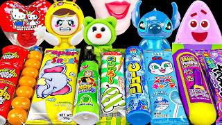 ASMR RAINBOW CANDY🌈EDIBLE COLORED PAPER STITCH SPONGEBOB PUSH POP 먹는 색종이 스티치 스폰지밥 캔디 EATING MUKBANG