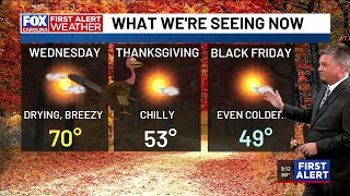 Dry and breezy Wednesday ahead of a cool Thanksgiving morning
