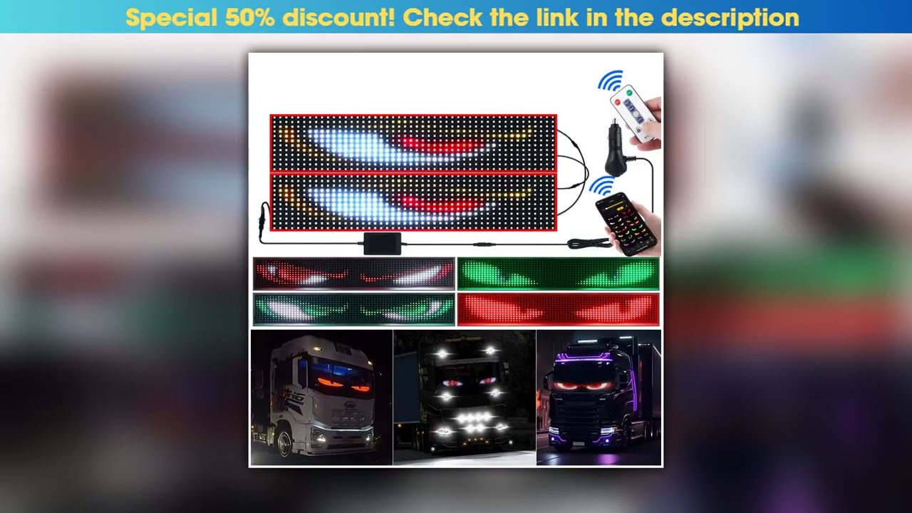APP Control LED Truck Custom Text Pattern Lighting Display For Board Windshield with Remote Car