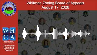Whitman Zoning Board of Appeals - August 17, 2026 meeting
