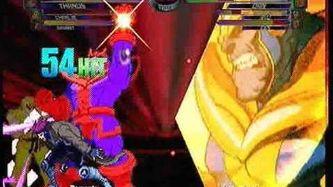 MvC2: Charlie/Gambit/Thanos 125% combo (124 hits)