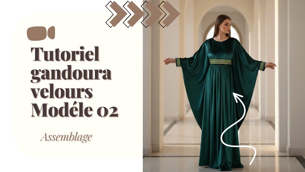 Robe Gandoura en velours -Modèle 03- : Assemblage