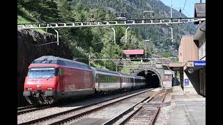 Gotthard Bergstrecke Umleiterverkehr in Wassen 14.8.23 Teil 2.