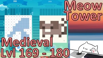 Meow Tower: Nonogram (Offline) Walkthrough Level 169 - 180 (Medieval Level)