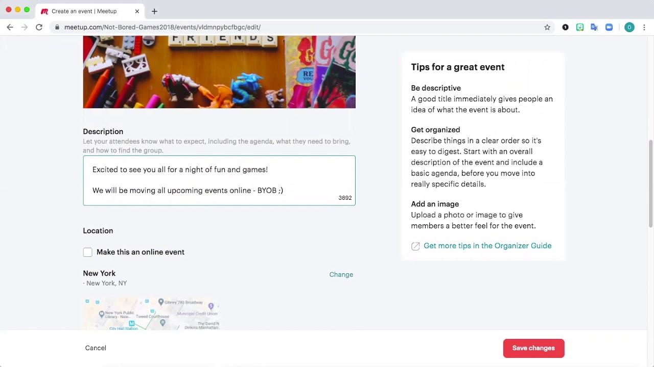 Creating and managing events – Meetup