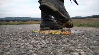 army boots stomping food
