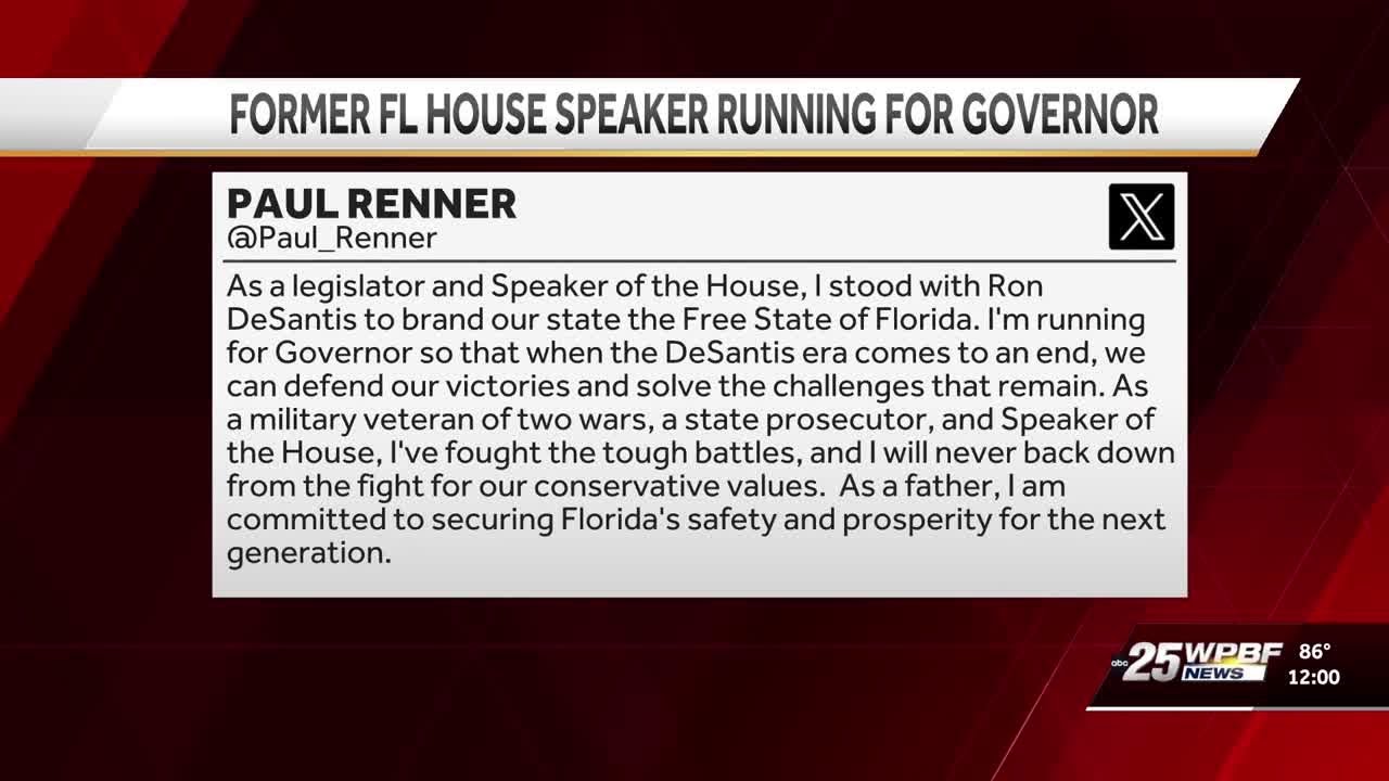 Former Florida House speaker seeks DeSantis’ seat without the Florida governor’s blessing