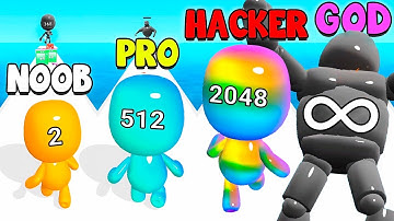 MAN RUNNER 2048 – Merge 3D Gameplay (All Bosses Defeated) | Evolution colorful men [From 2 to 2048]
