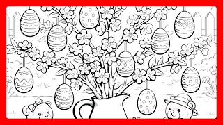 Easter Tree with Colored Eggs by Color Oasis app #PaintbyNumber #coloringbook #happyeaster screenshot 4