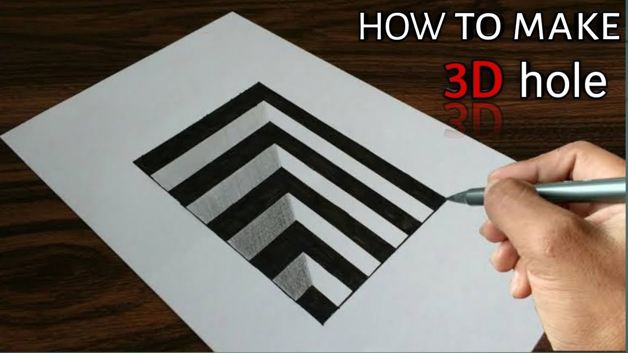 How to make a 3D hole step by step in a simple page. - YouTube