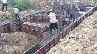 Amazing Construction Foundation Using Ready Mixed Concrete, Pump Truck Working Step By Step