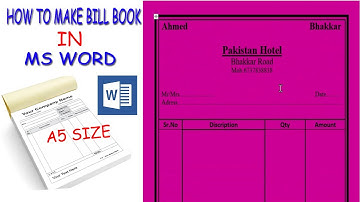 Make a bill book A5 size, How to create bill paper in MS Word