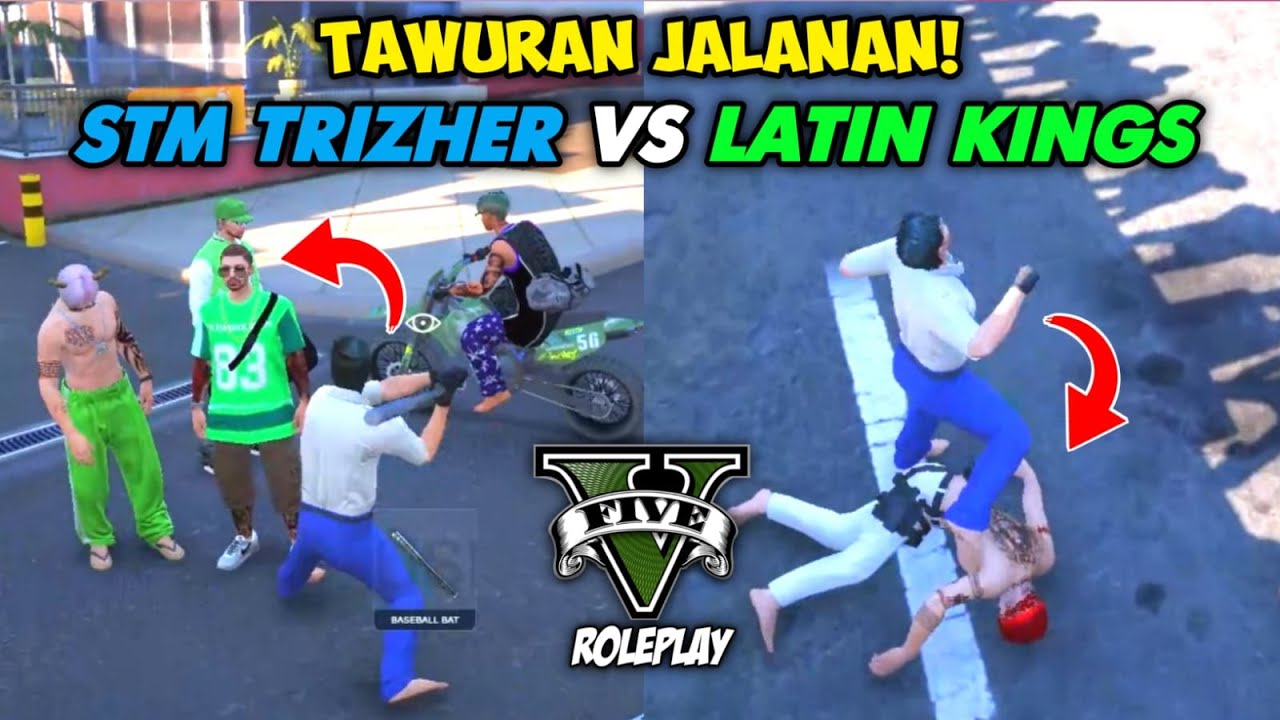 TAWURAN JALANAN STM TRIZHER VS LATIN KINGS !! TRIZHER SIAP MEMBANTAI DEK !! GTA V ROLEPLAY