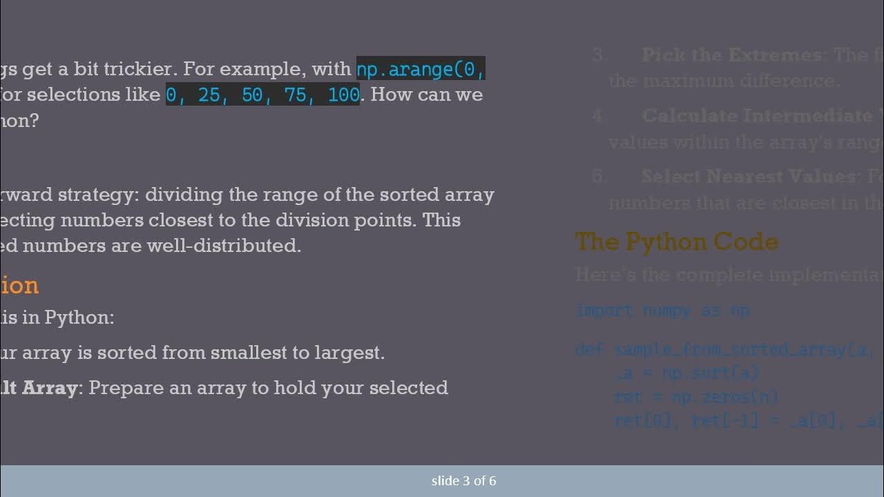 A Guide to Sampling n Numbers From a Sorted Array While Maximizing ...