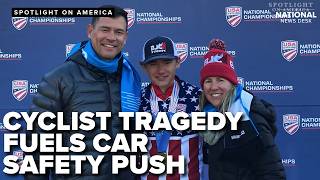 A teen cycling star's death is fueling a battle for safer car technology