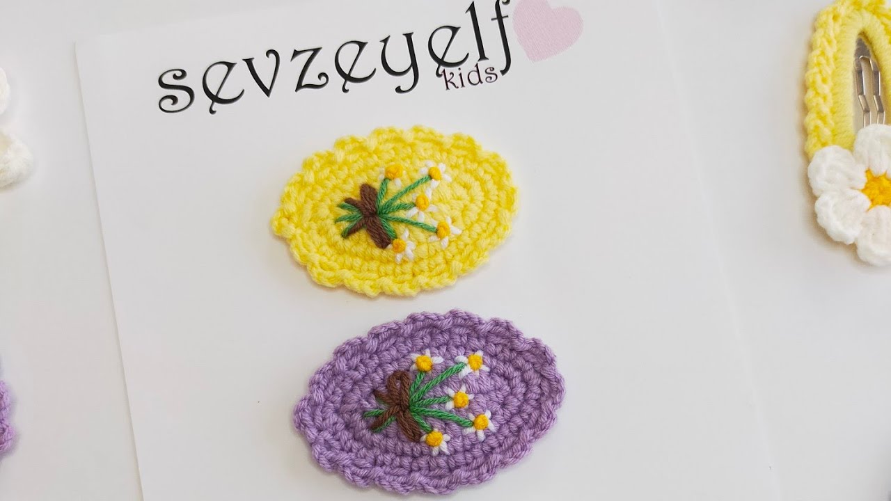 #7 oval örgü papatya işleme toka yapımı