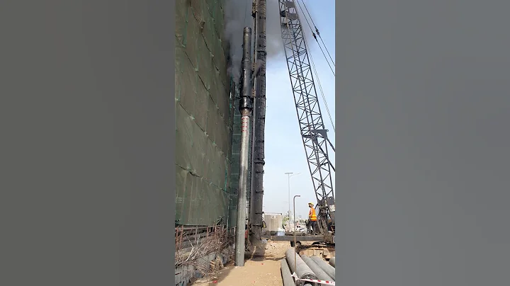 Spun Pile Driving by Diesel Hammer K25 #construction #shorts - DayDayNews