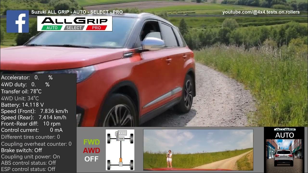 Dirt & stone road AUTO mode Suzuki Vitara All Grip Select 4x4.tests.on.rollers YouTube