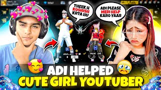 Aditech Helped Cute Girl Youtuber ❤️🤯 - Must Watch Funniest Gameplay 😂 - Free Fire India