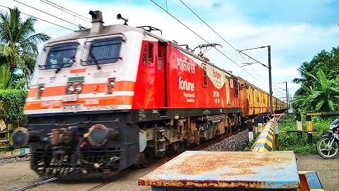 Furious "Fortune Livery WAP-5 Locomotive" pulling Howrah-Malda Town Intercity Express Skip Railgate