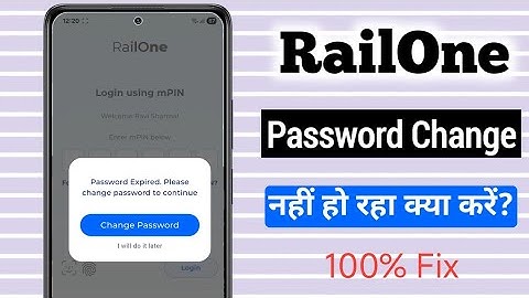 How to Change password Railone app | Railone app password Expired Problem | Railone Forget password