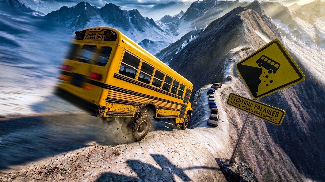 C'EST VERTIGINEUX !! ROUTE LA PLUS DANGEREUSE DE BEAMNG... EN BUS !!