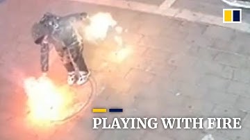 Manhole explodes in China after boy drops lighted fireworks through cover
