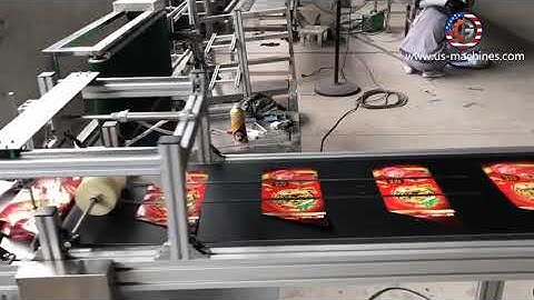 Cheeze squeeze empty bag pouch one by one paging feeding dispensing machine bag paging line