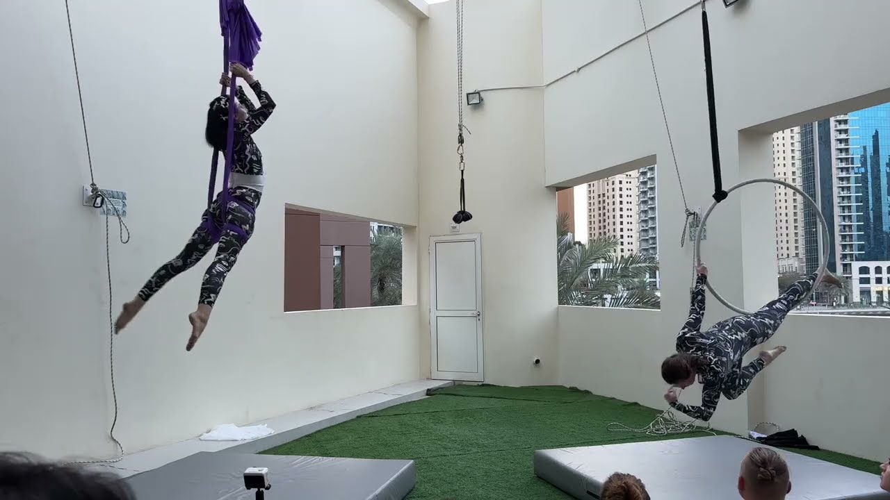 Pole Fit Dubai Student Showcase April 2025 - Aerial Silk and Hoop Duo         by Ena & Kath