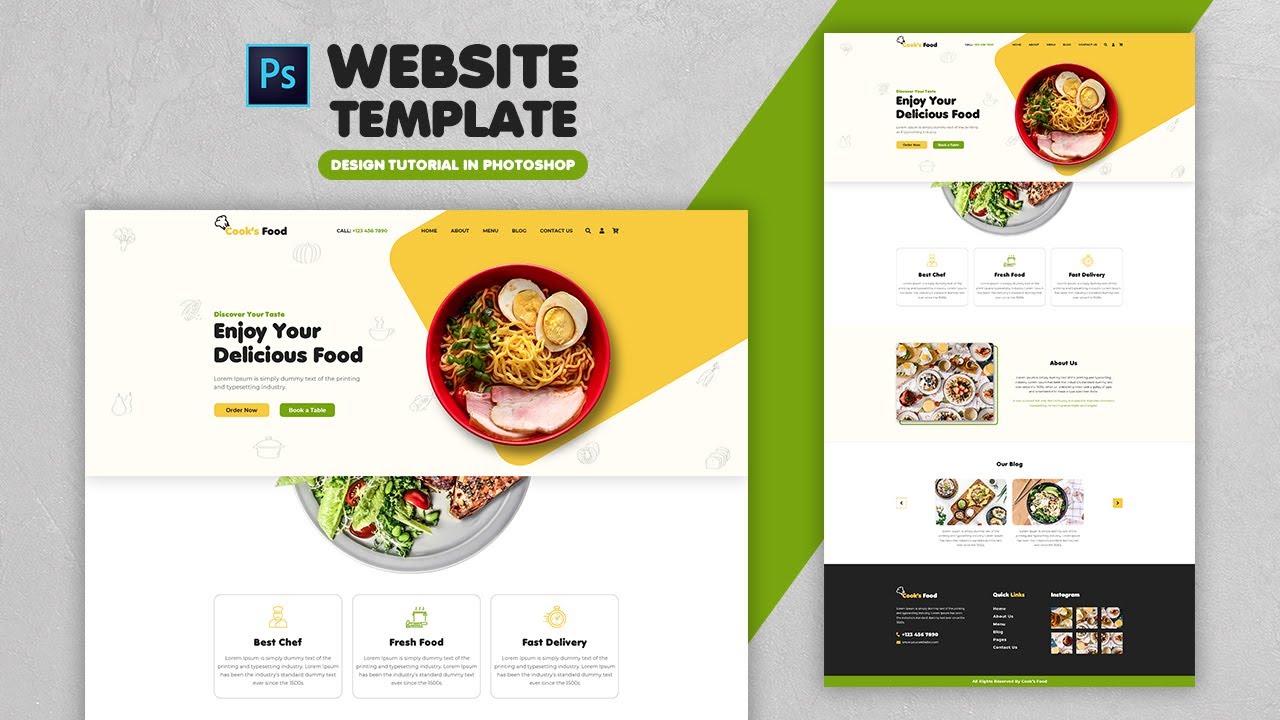 Sinis smør strategi How to Create a Food Website Design Template | Adobe Photoshop Tutorial |  Speed Art | Grafix Mentor | Photoshop Tutes