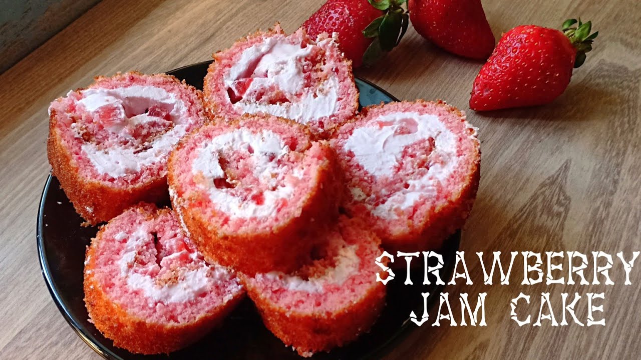 Strawberry Jam Cake Without Oven,Beater,Mold Cake Recipe Easter