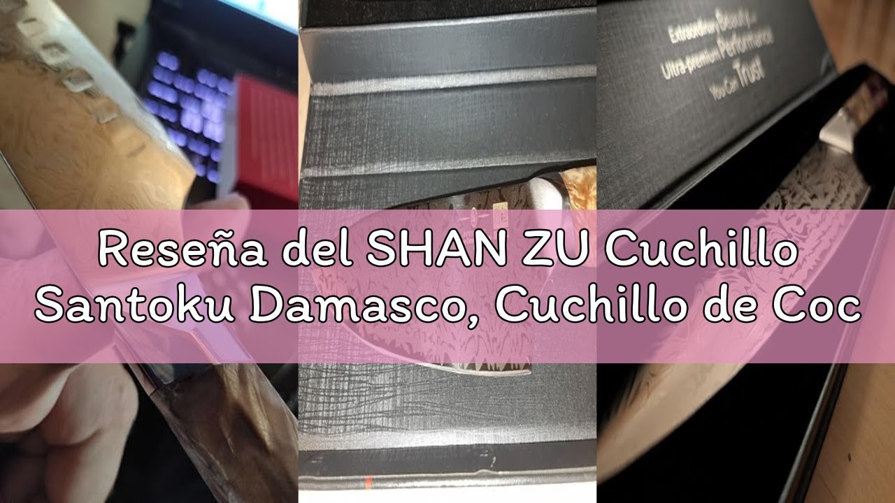 Reseña del SHAN ZU Cuchillo Santoku Damasco, Cuchillo de Cocina Japonés de Acero en Polvo SG2, Cuchi