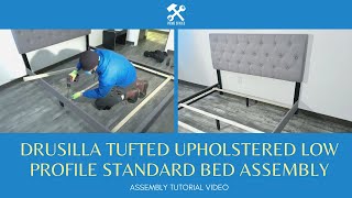 Drusilla Low Profile Bed Assembly HMD Omi Upholstered Bed, Copper Grove Gargan Upholstered Panel Bed
