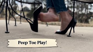 Skinny Jeans & Peep Toe Heels Playful Outdoor Moments