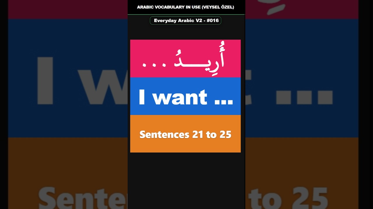 Everyday Arabic V2 Shorts #016 (21–25) | أُرِيدُ ... | I want ...