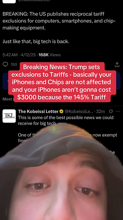 #greenscreen Breaking News: Trump sets exclusions to Tariffs - basically your iPhones and Chips are