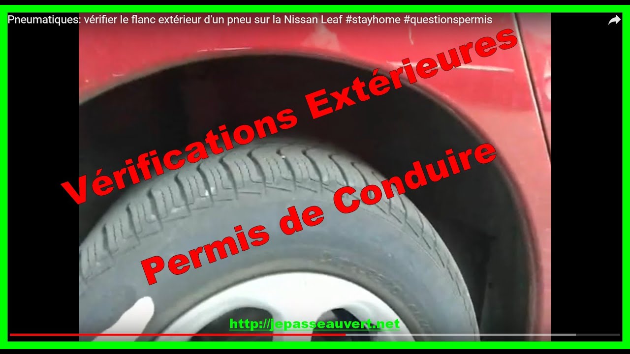 Pneumatiques: vérifier le flanc extérieur d'un pneu sur la Nissan Leaf  #stayhome #questionspermis 