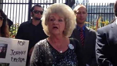Shirley Lowery, mother of John Del Real, Jr., spea...