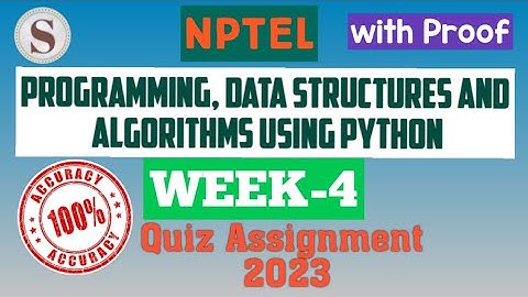 Programming, Data Structures and Algorithms using Python || NPTEL week 4 answers 2023 || #nptel