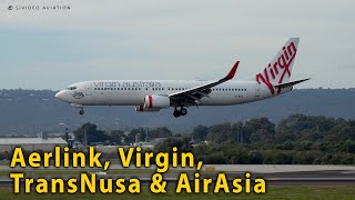 Aerlink (VH-FVH), Virgin (VH-REX), TransNusa (PK-TLD) & AirAsia (PK-AXE) arriving at Perth Airport.
In order of appearance:
Aerlink (VH-FVH) ATR 72-500
Virgin Australia Airlines (VH-REX) Boeing 737-8FE(WL)
TransNusa (PK-TLD) Airbus A320-214
AirAsia Indonesia (PK-AXE) Airbus A320-216
arriving at Perth Airport.
#sivideoaviation Aerlink (VH-FVH), Virgin (VH-REX), TransNusa (PK-TLD) & AirAsia (PK-AXE) arriving at Perth Airport.