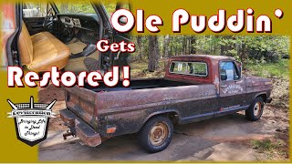 Restoration of Ole Puddin'  Once Abandoned 1968 Ford F100  Complete Interior Overhaul