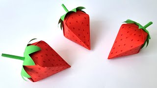 🍓 Объемная поделка КЛУБНИКА из бумаги Поделки из бумаги своими руками 3D Paper Strawberry Tutorial